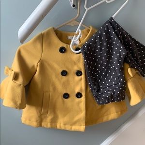 Max Studio Girls 5T Gold Coat and Polka Dot Pants